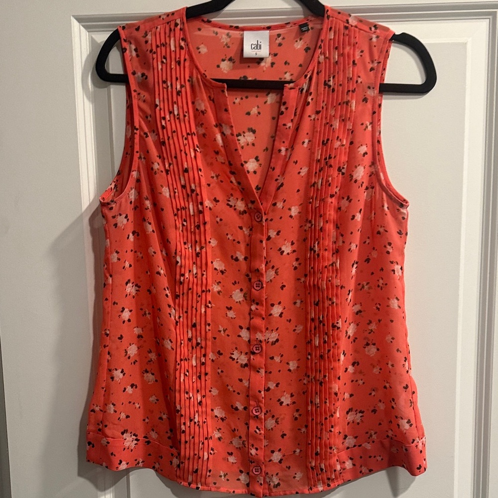 Lot of 4 CAbi Women's Blouses - Orange , Blue, Black, White Floral Set - Picture 8 of 9